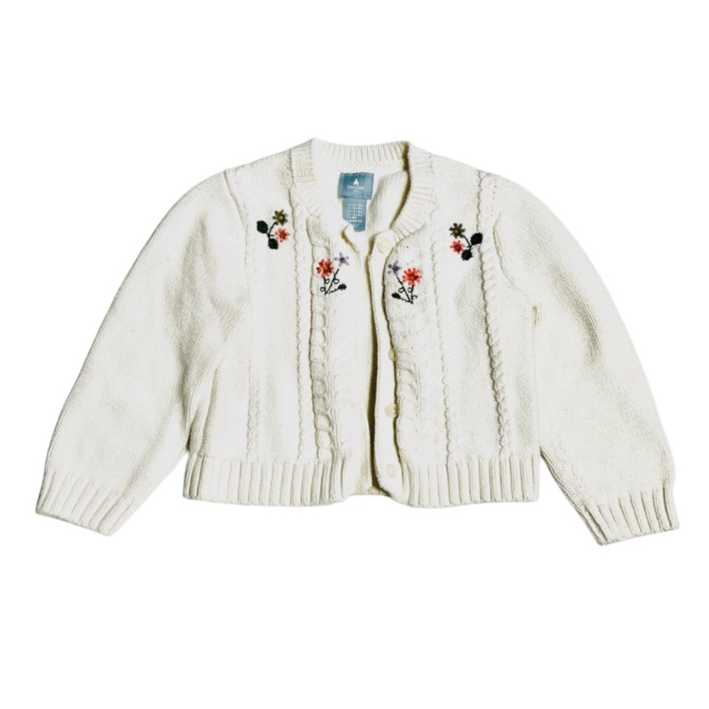 GAP White Kids Sweater with Floral Embroidery
